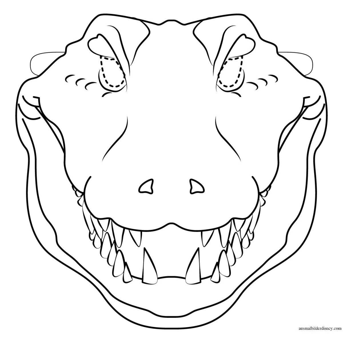 Colourful dinosaur mask coloring page