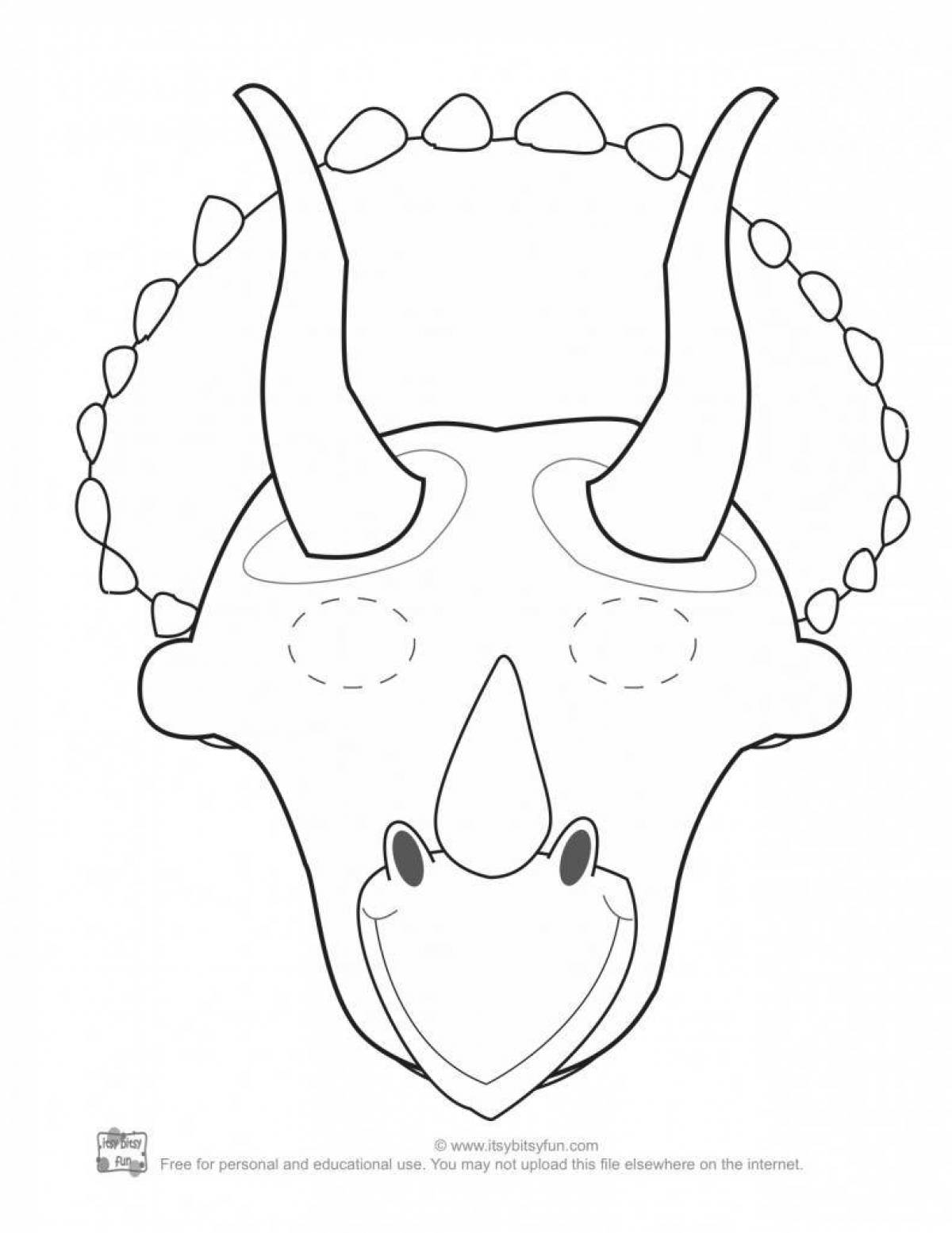 Coloring book bright dinosaur mask