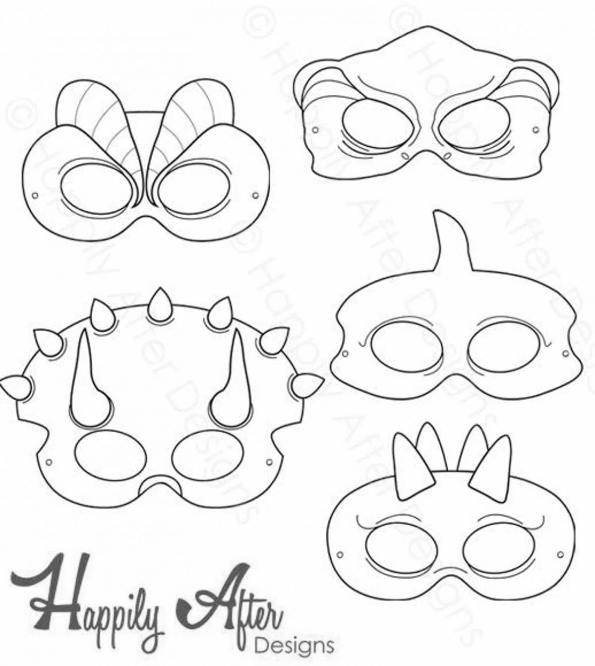 Coloring funny dinosaur mask