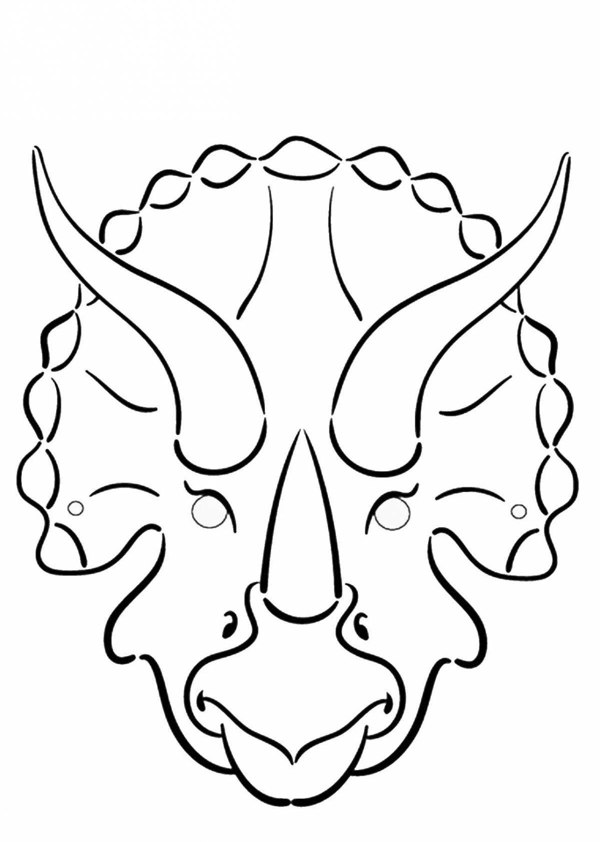 Coloring page incredible dinosaur mask