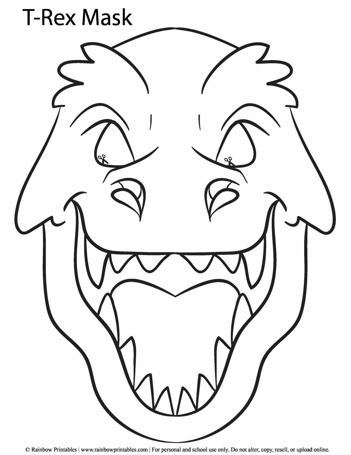 Gorgeous dinosaur mask coloring page