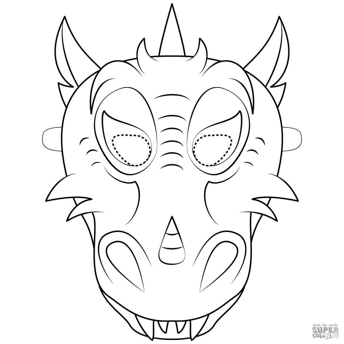 Adorable dinosaur mask coloring page