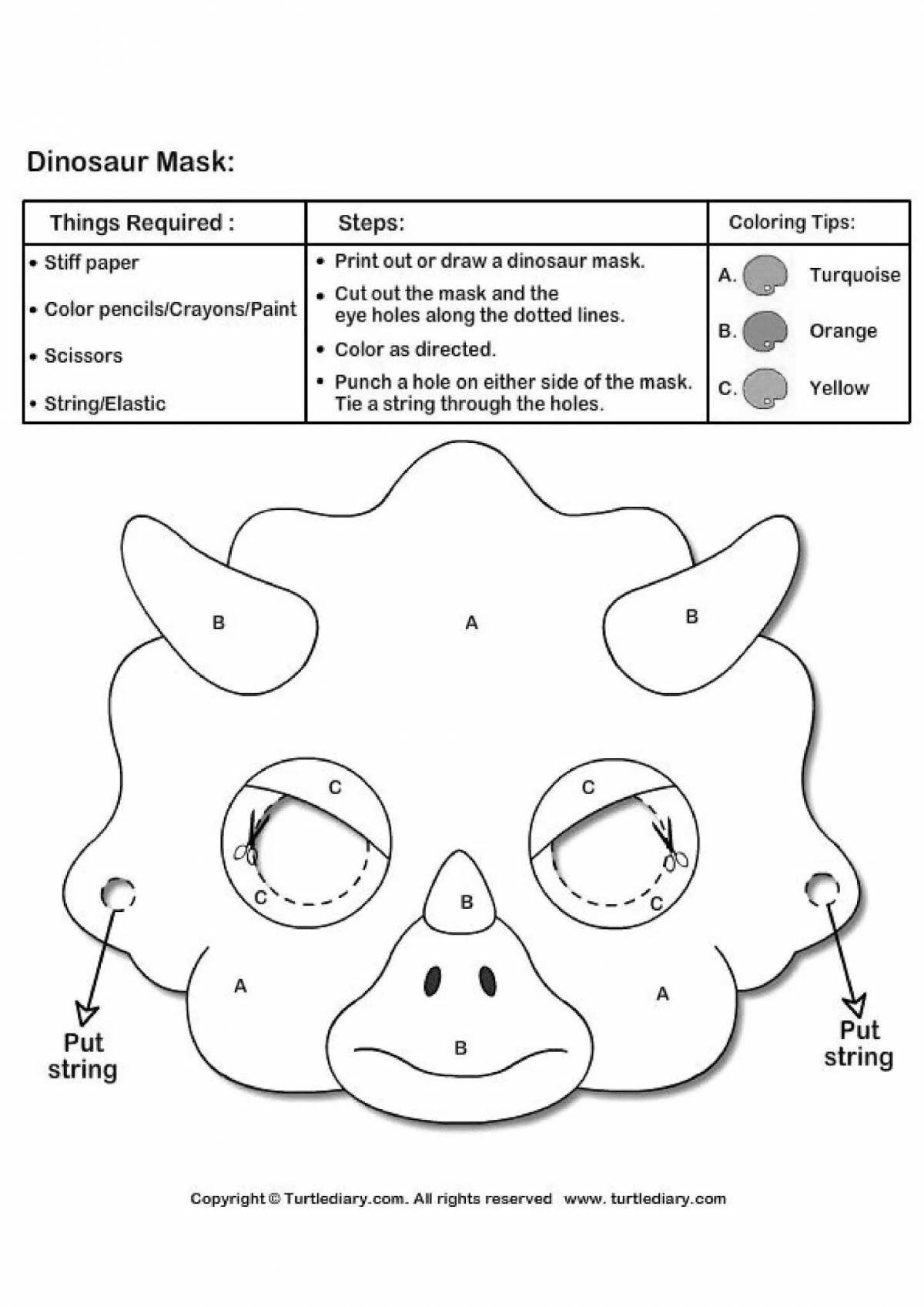 Coloring page spectacular dinosaur mask