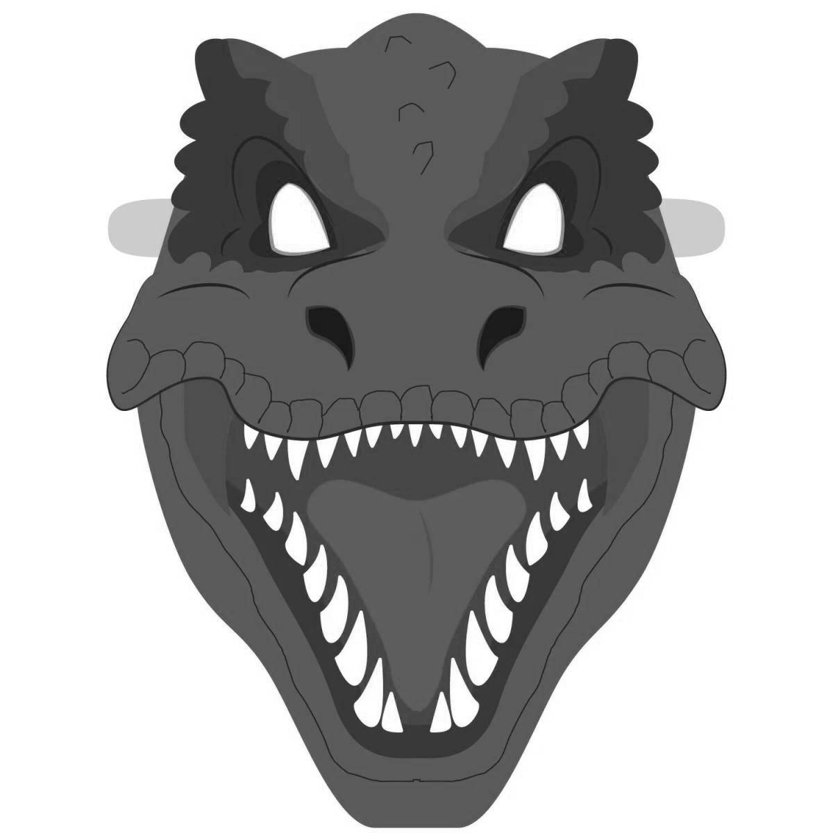 Impressive dinosaur mask coloring page