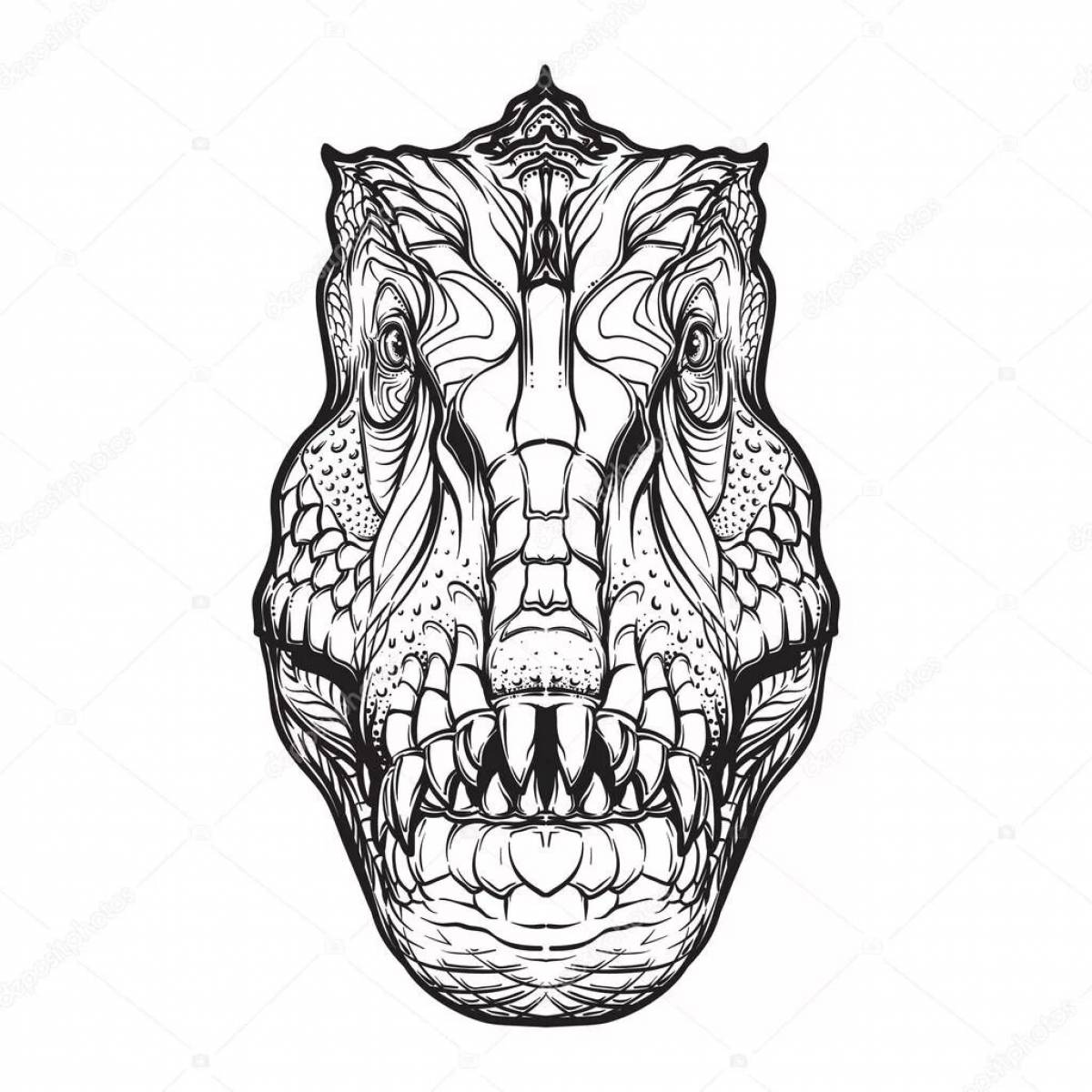 Coloring page stylish dinosaur mask