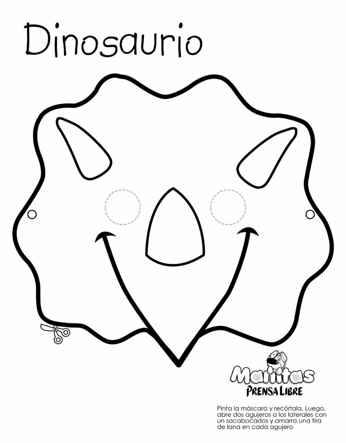 Glitter dinosaur mask coloring page