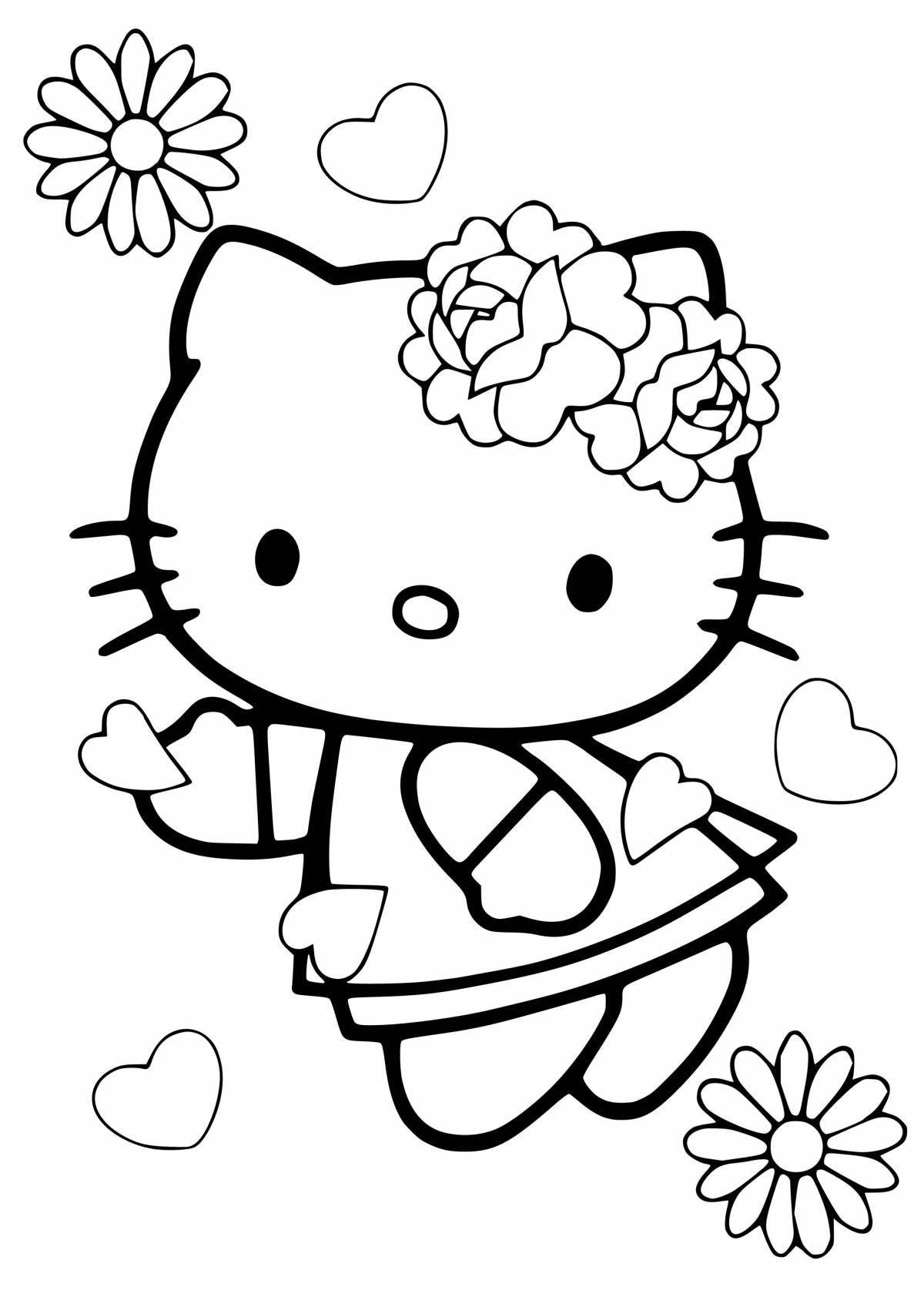 Colorful aster kitty coloring page