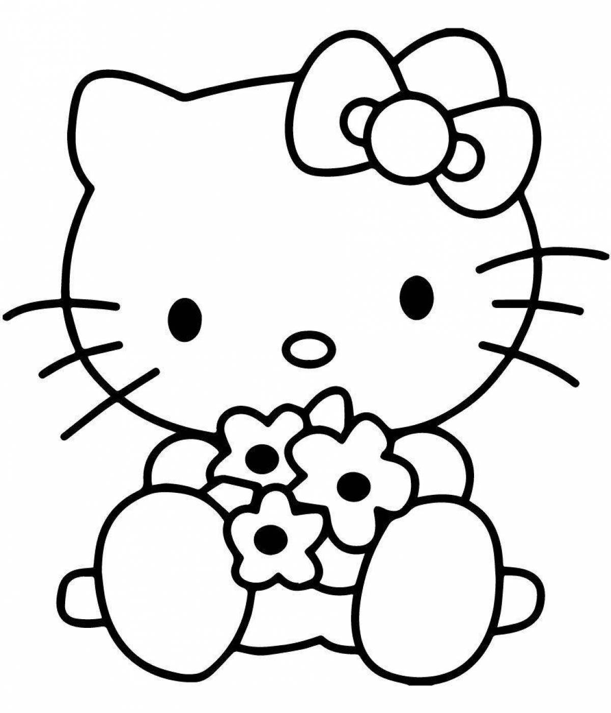 Cute aster kitty coloring page