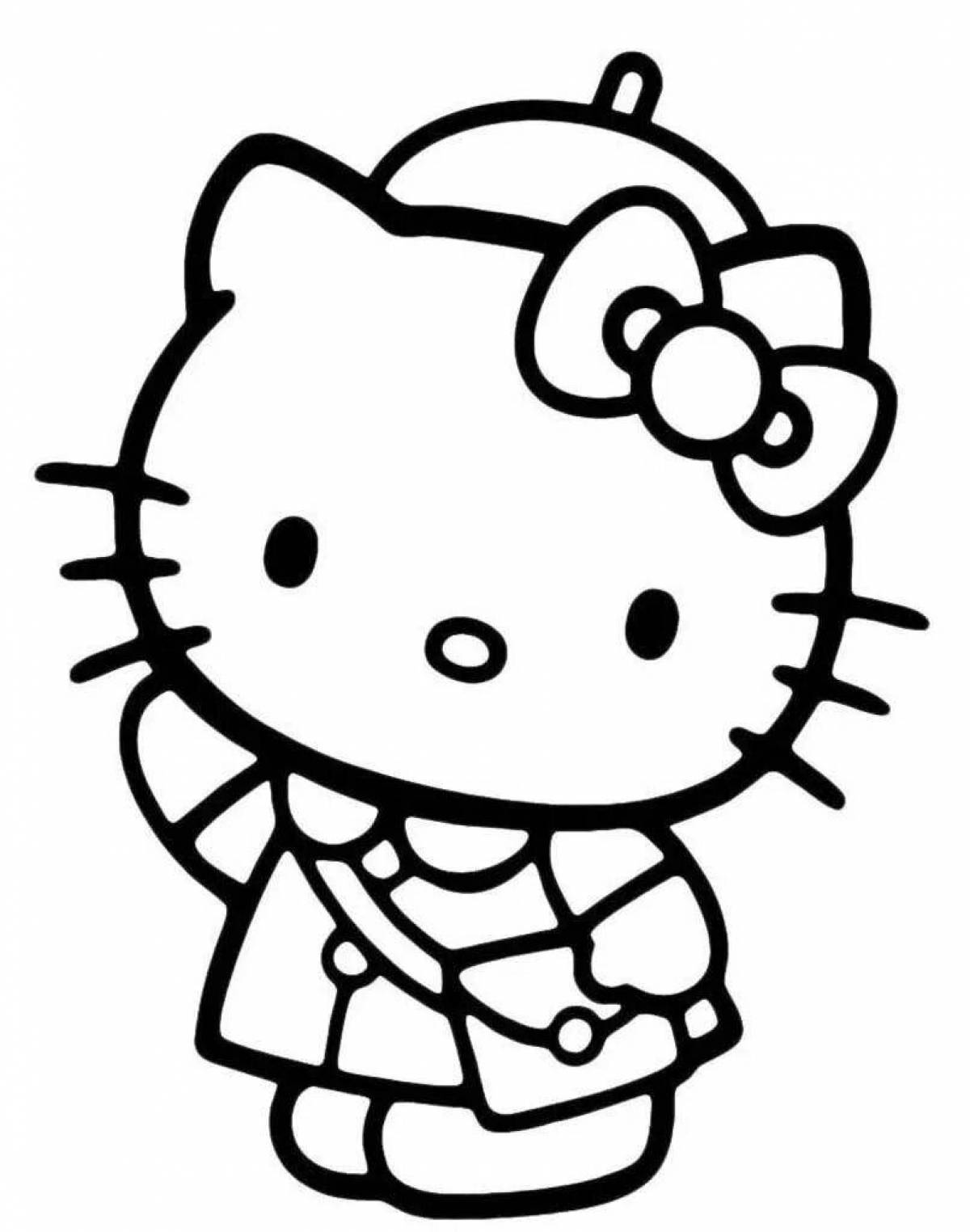 Colorful adorable aster kitty coloring page