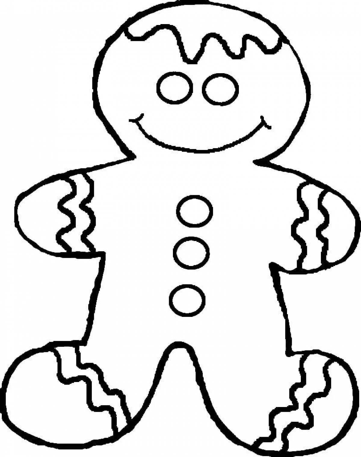 Coloring page of the exciting gingerbread man