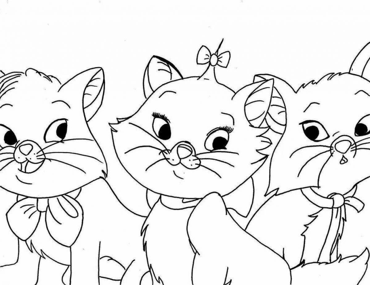 Coloring fluffy 3 kittens