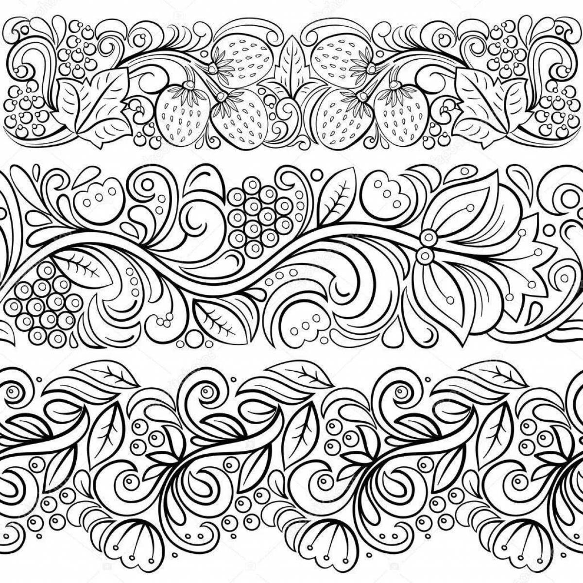 Coloring page magnificent Russian ornament