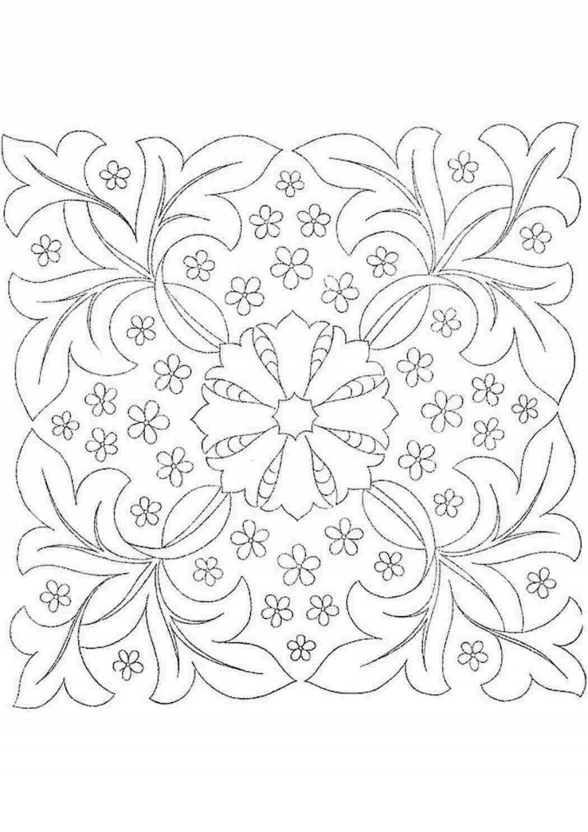 Coloring beautiful Russian ornament