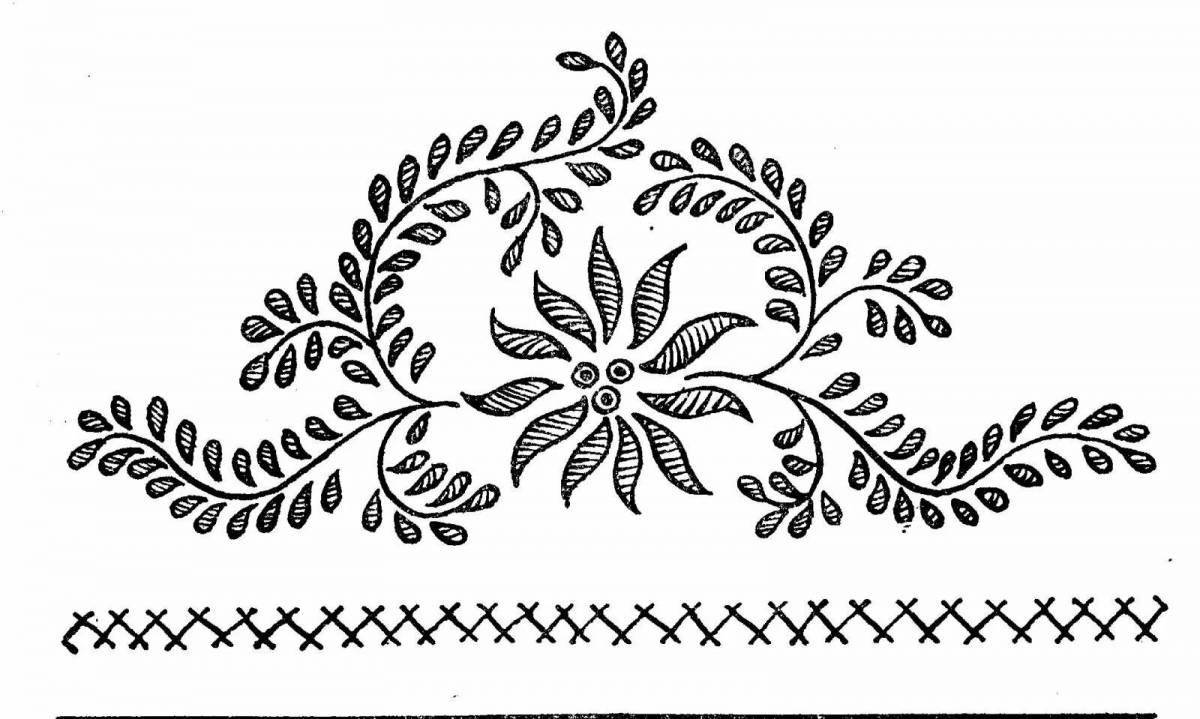 Coloring page cheerful Russian ornament