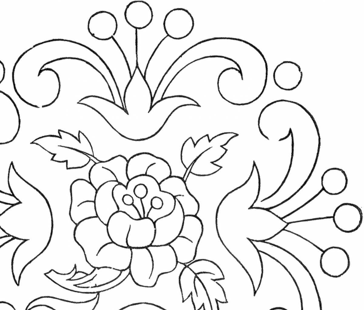 Coloring page joyful russian ornament