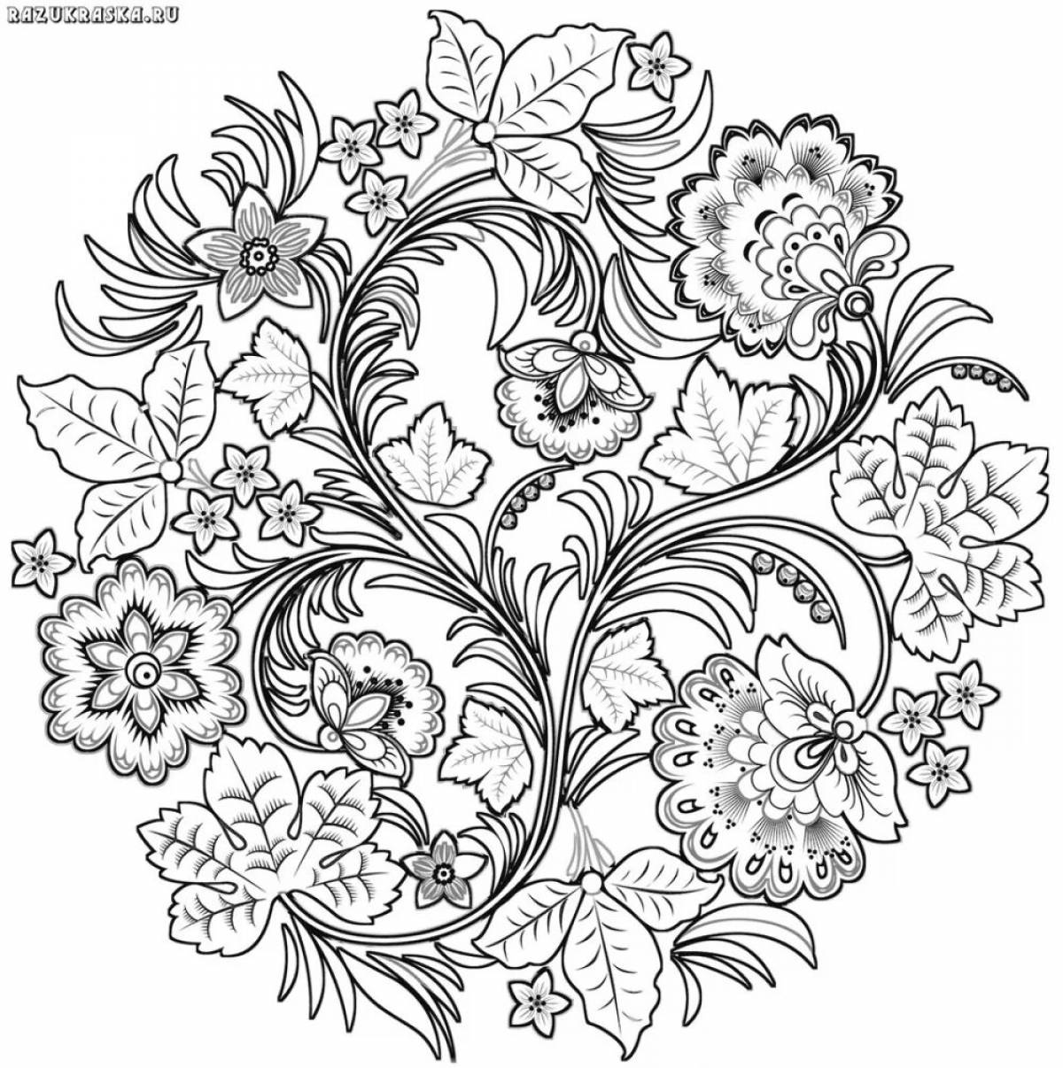 Colouring colorful Russian ornament