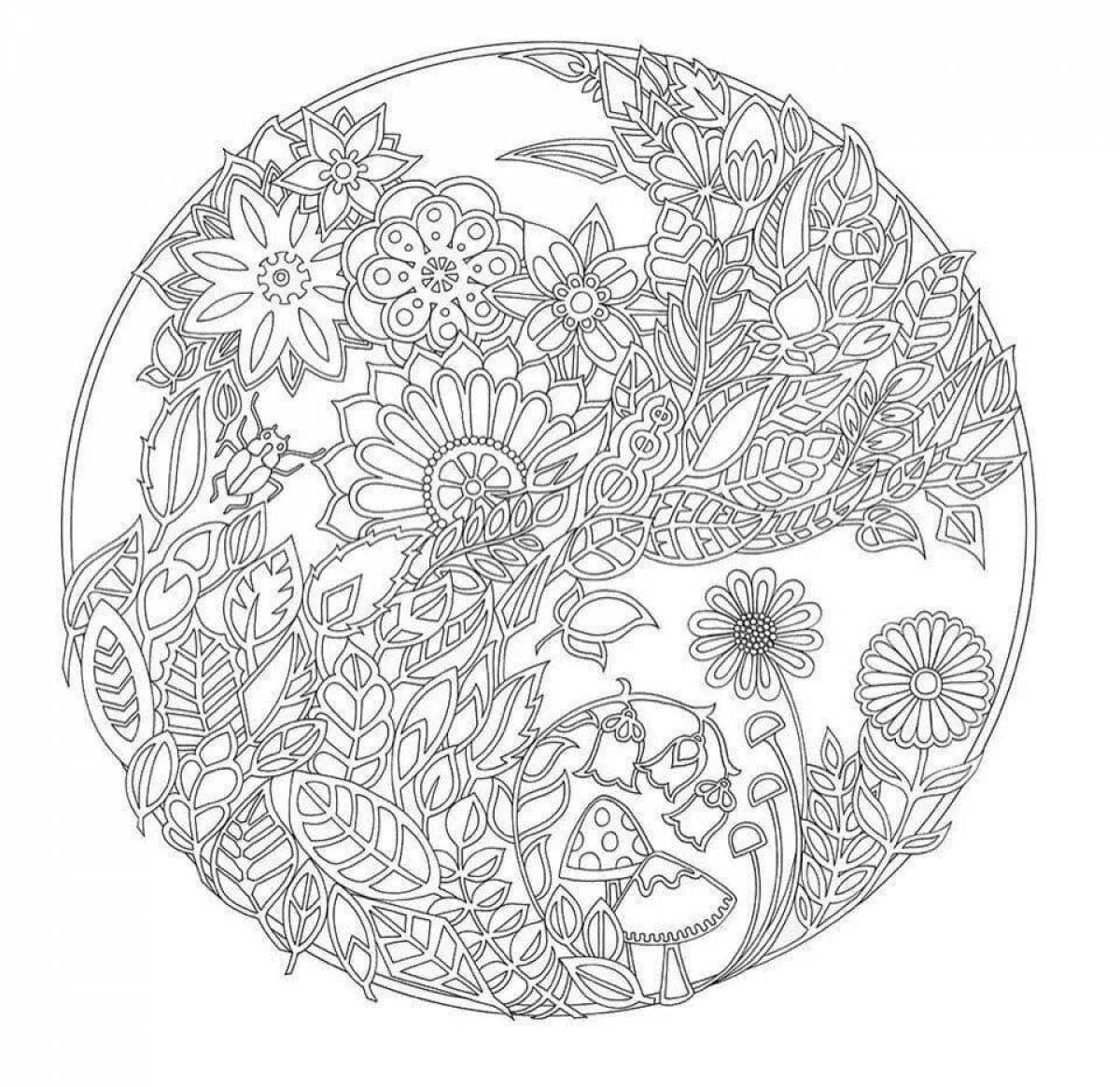 Luminous anti-stress forest coloring book