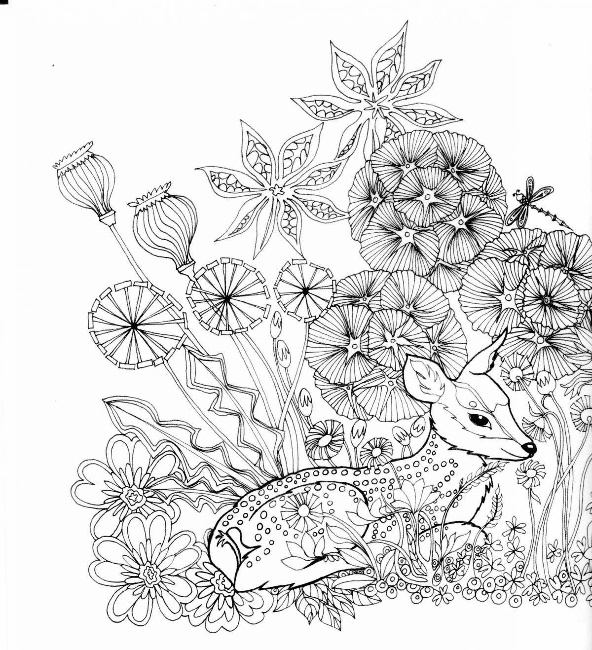 Inviting anti-stress forest coloring book
