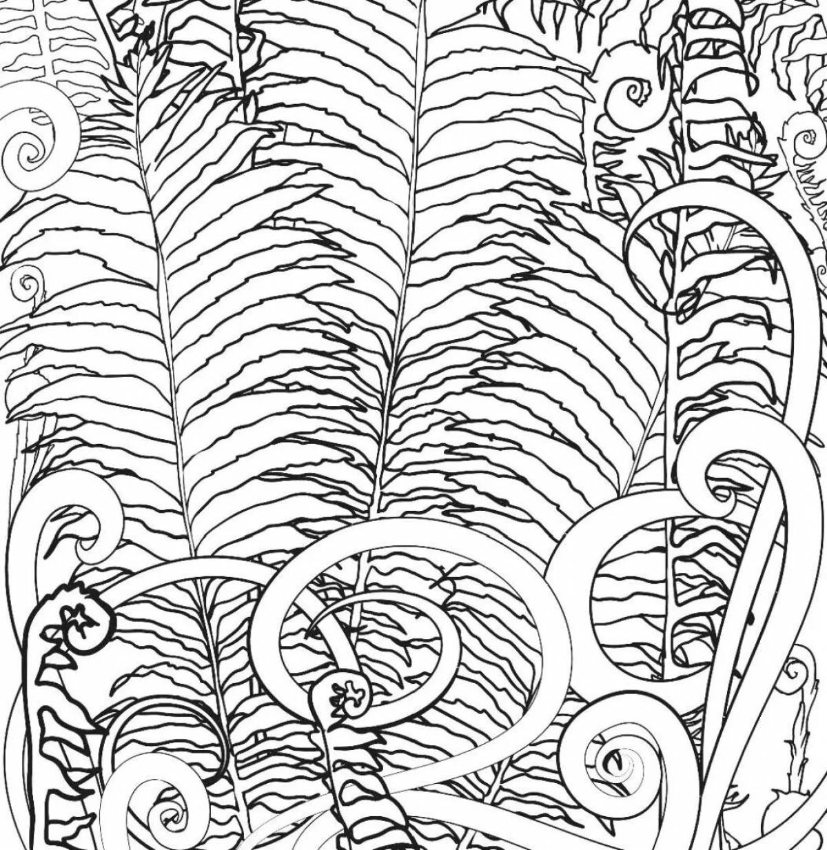 Serendipitous coloring page anti-stress forest