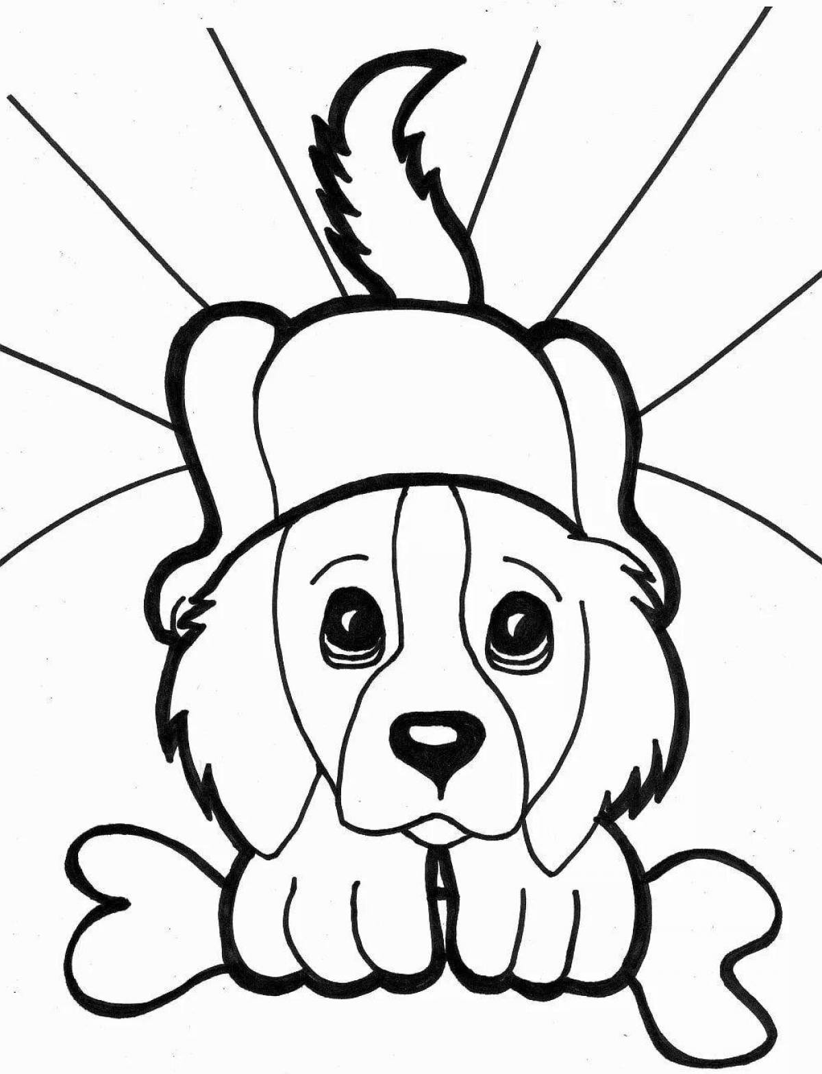 Joyful coloring drawing of a puppy
