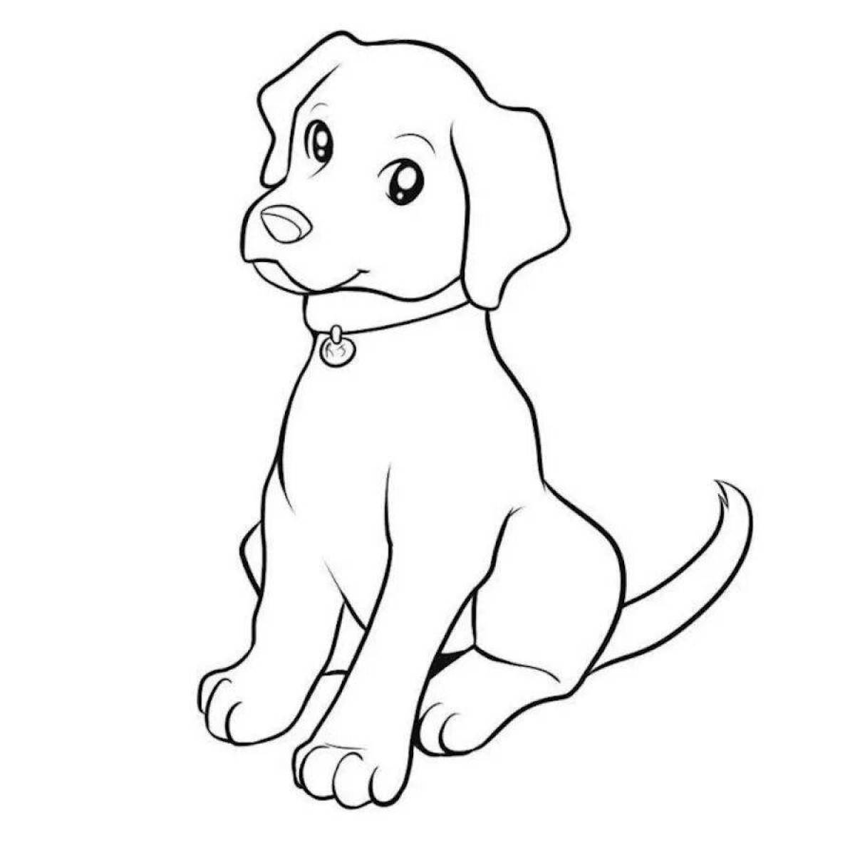 Fancy coloring drawing of a puppy
