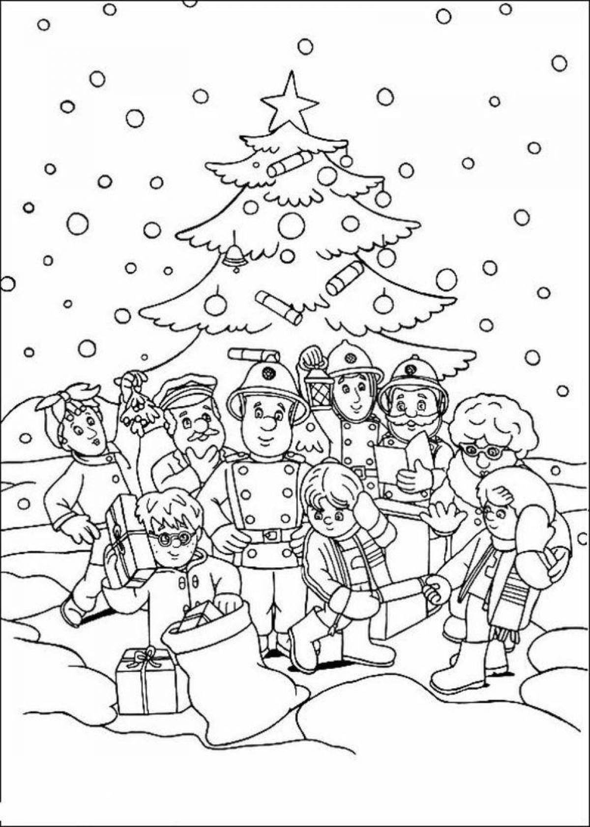 Bright Christmas holidays coloring book