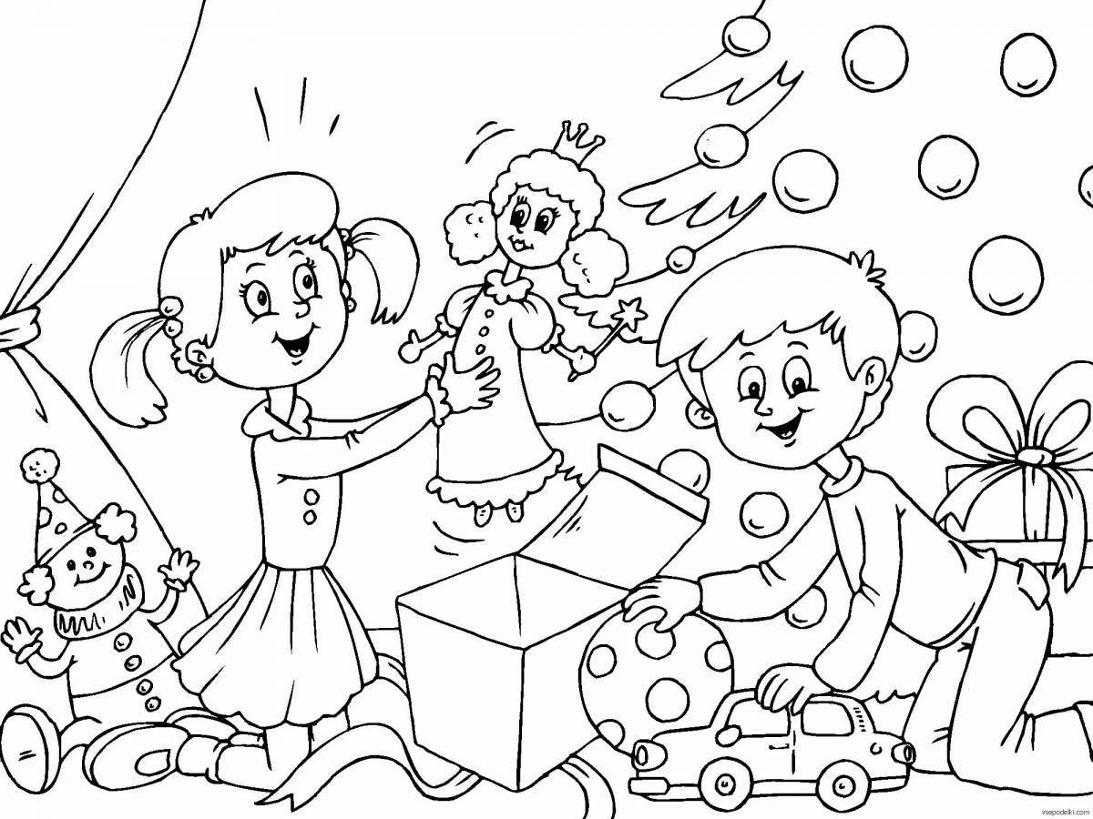 Coloring book wild New Year holidays