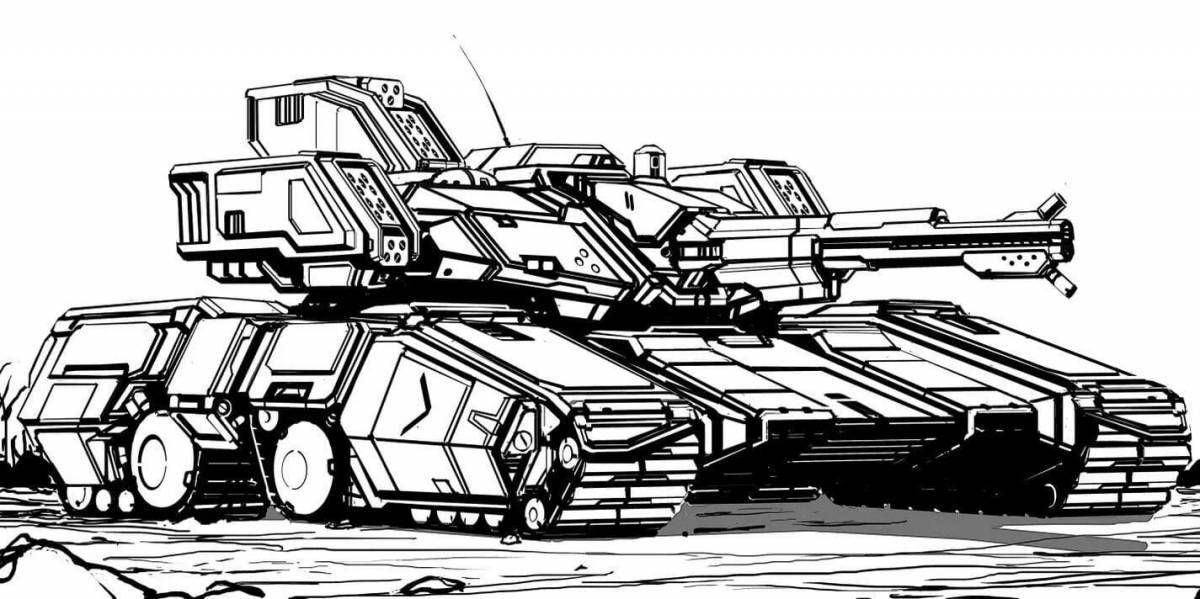 Colorful modern tank coloring page