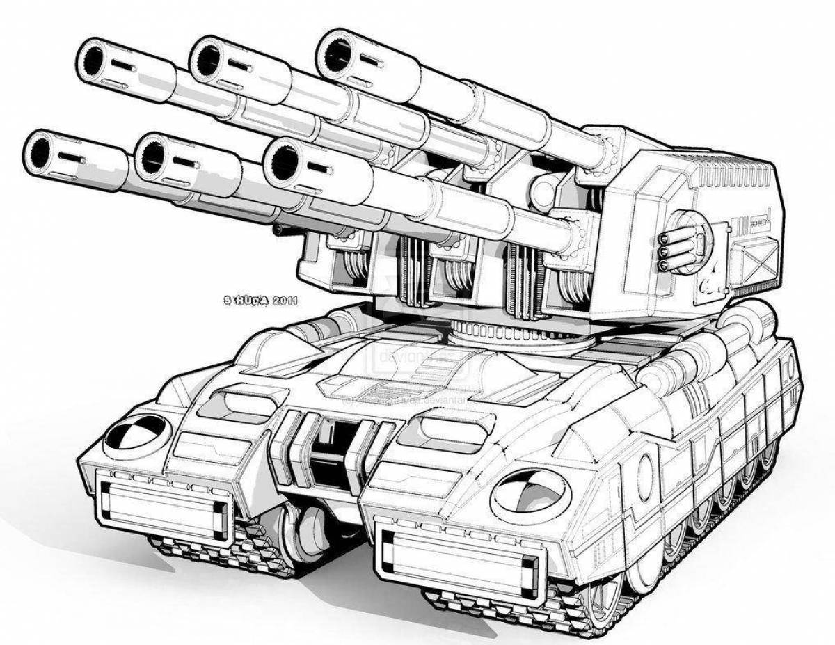 Luxury modern tank coloring page