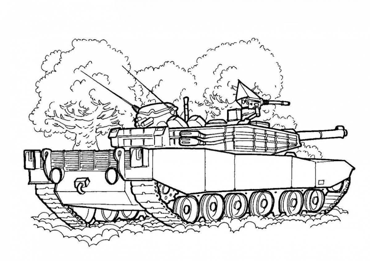 Amazing modern tank coloring page