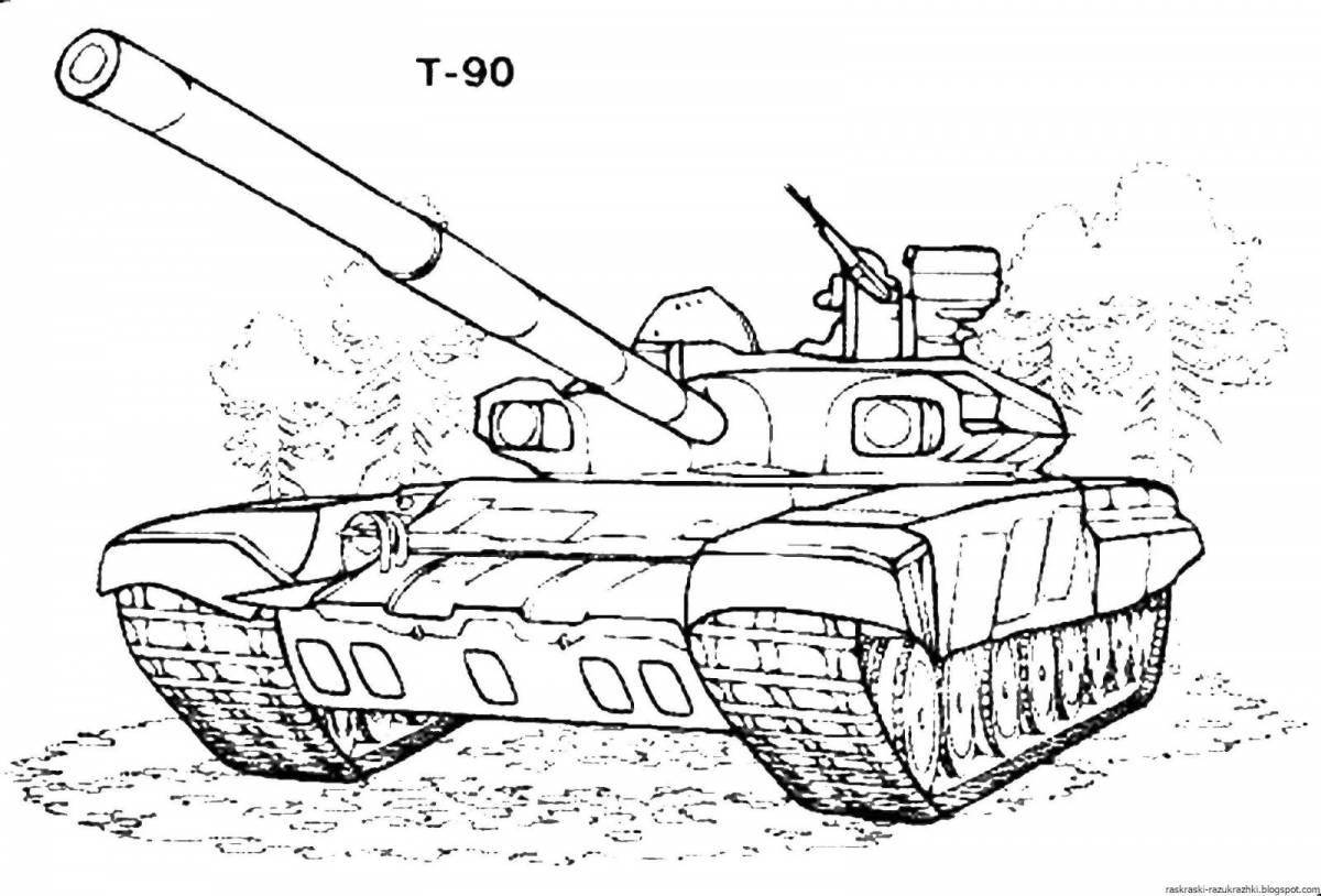 Подробная страница раскраски современного танка