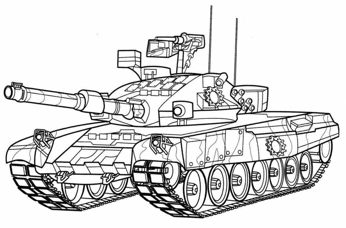 Coloring book for complex modern tank