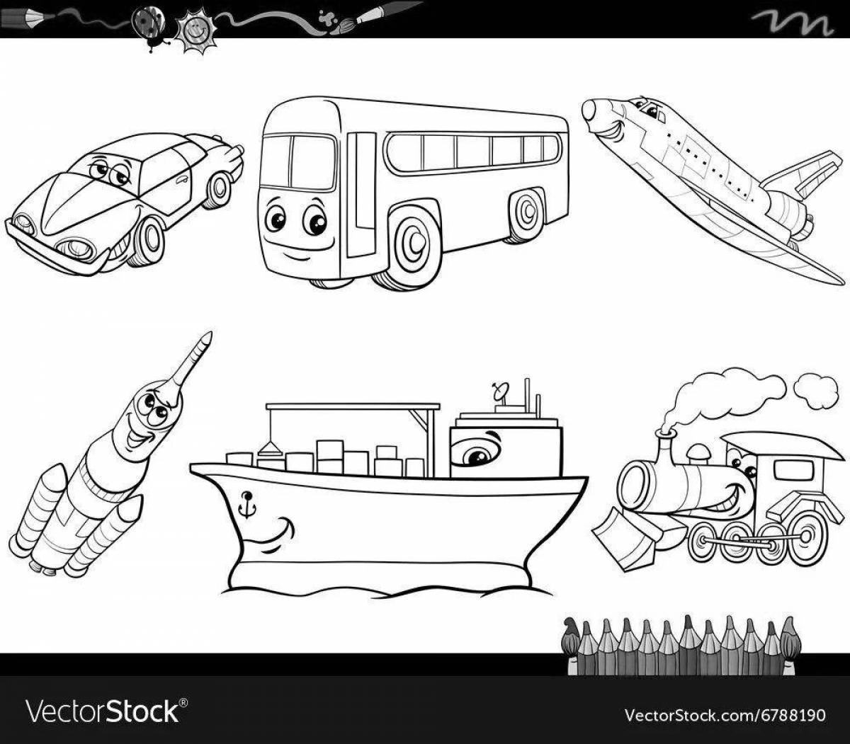Photo Coloring page funny passenger transport