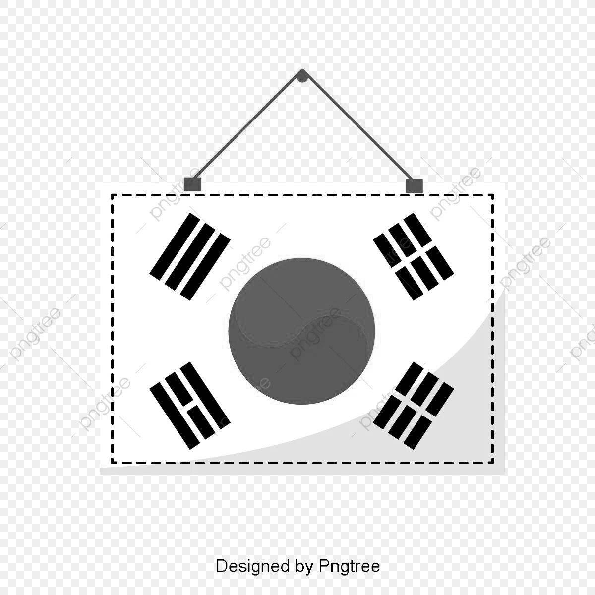 Adorable korea flag coloring page