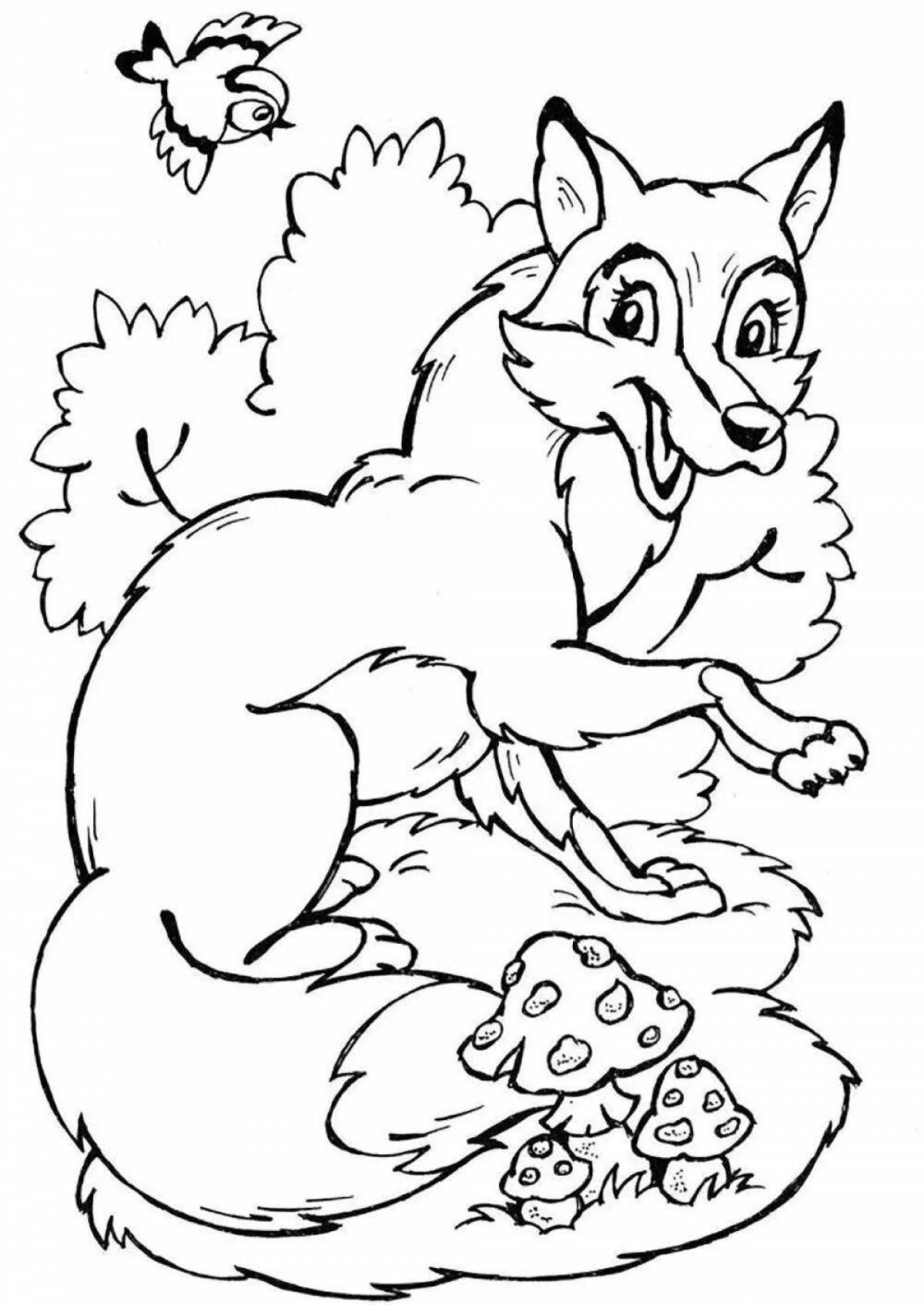 Colorful sly fox coloring page