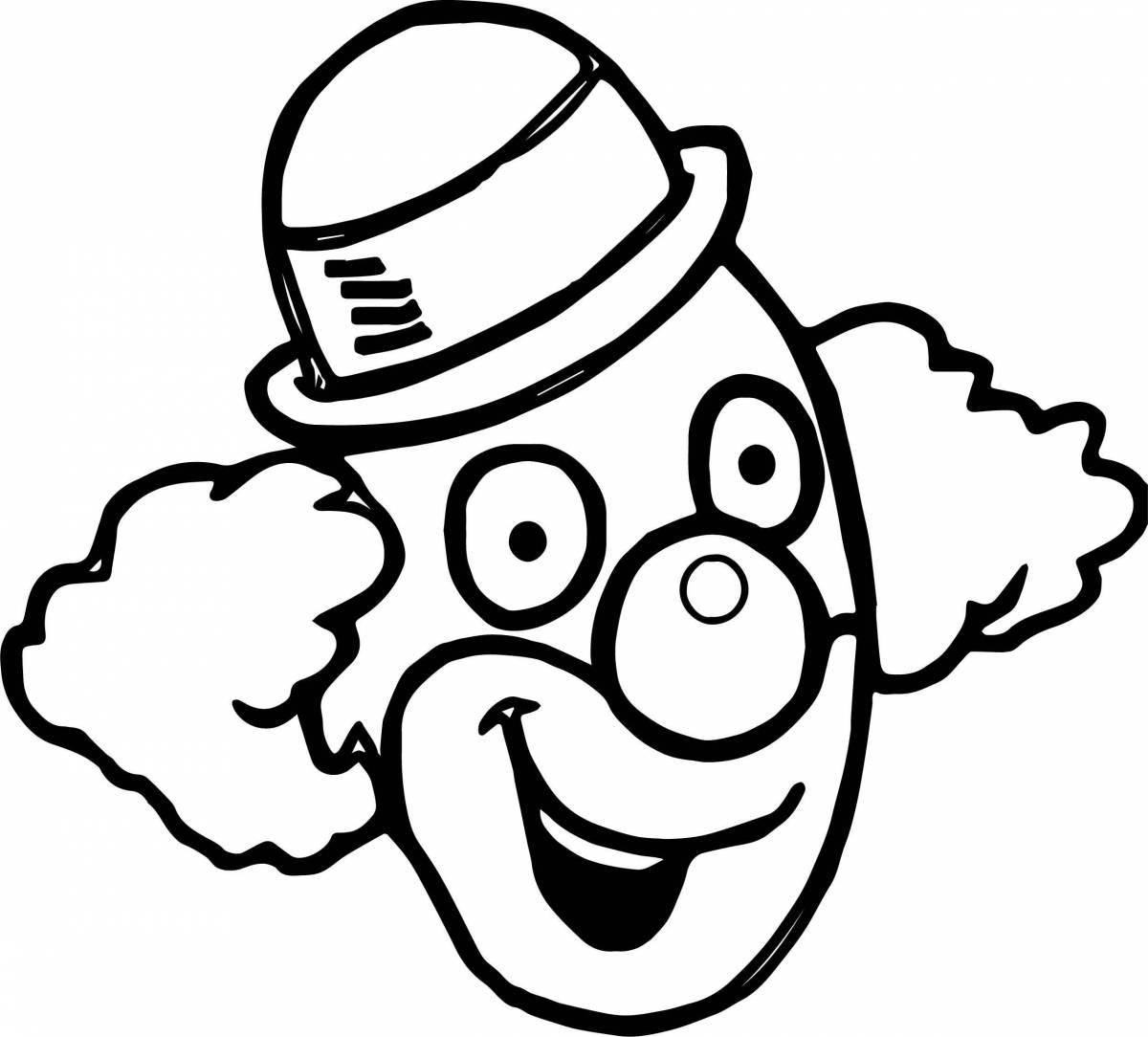 Happy clown mask coloring page