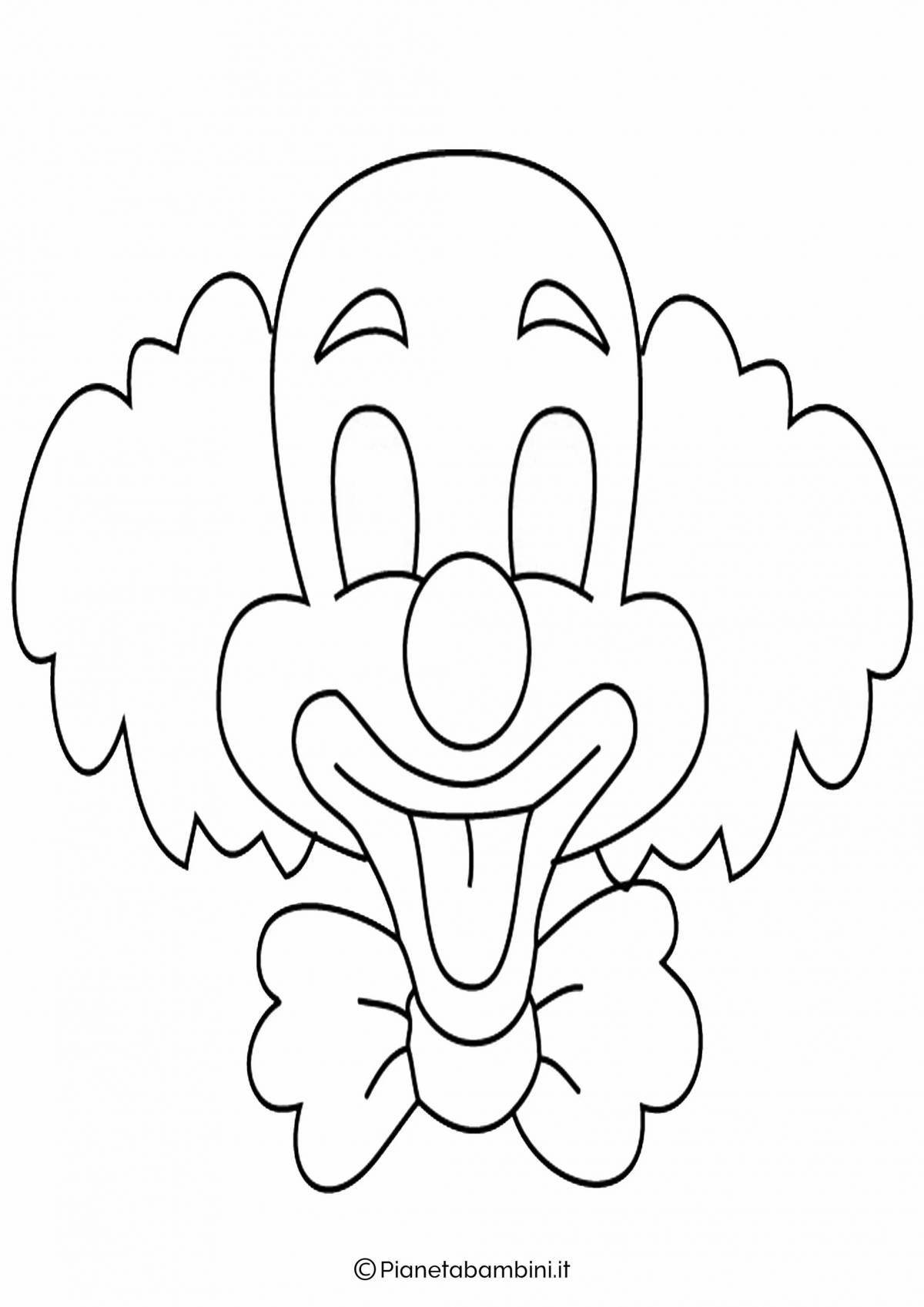 Fancy clown mask coloring page