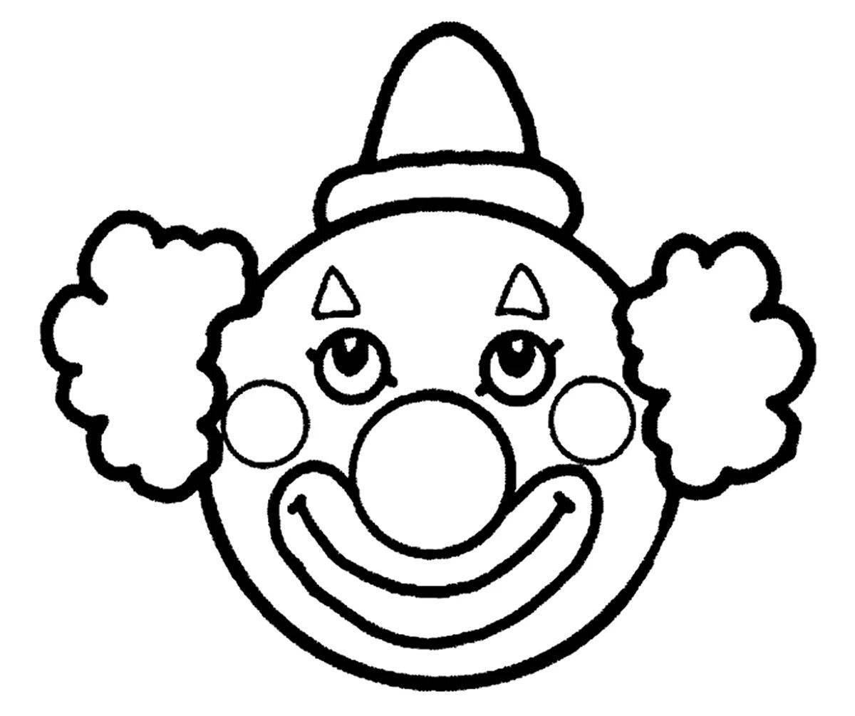 Adorable clown mask coloring page
