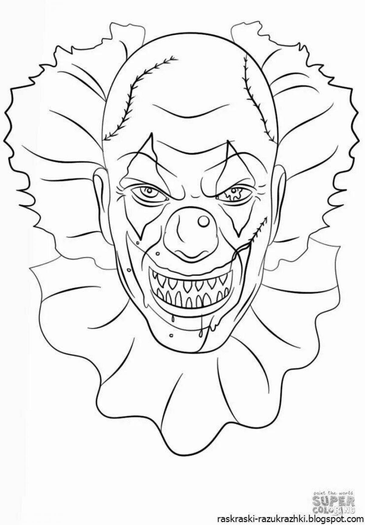 Live clown mask coloring page