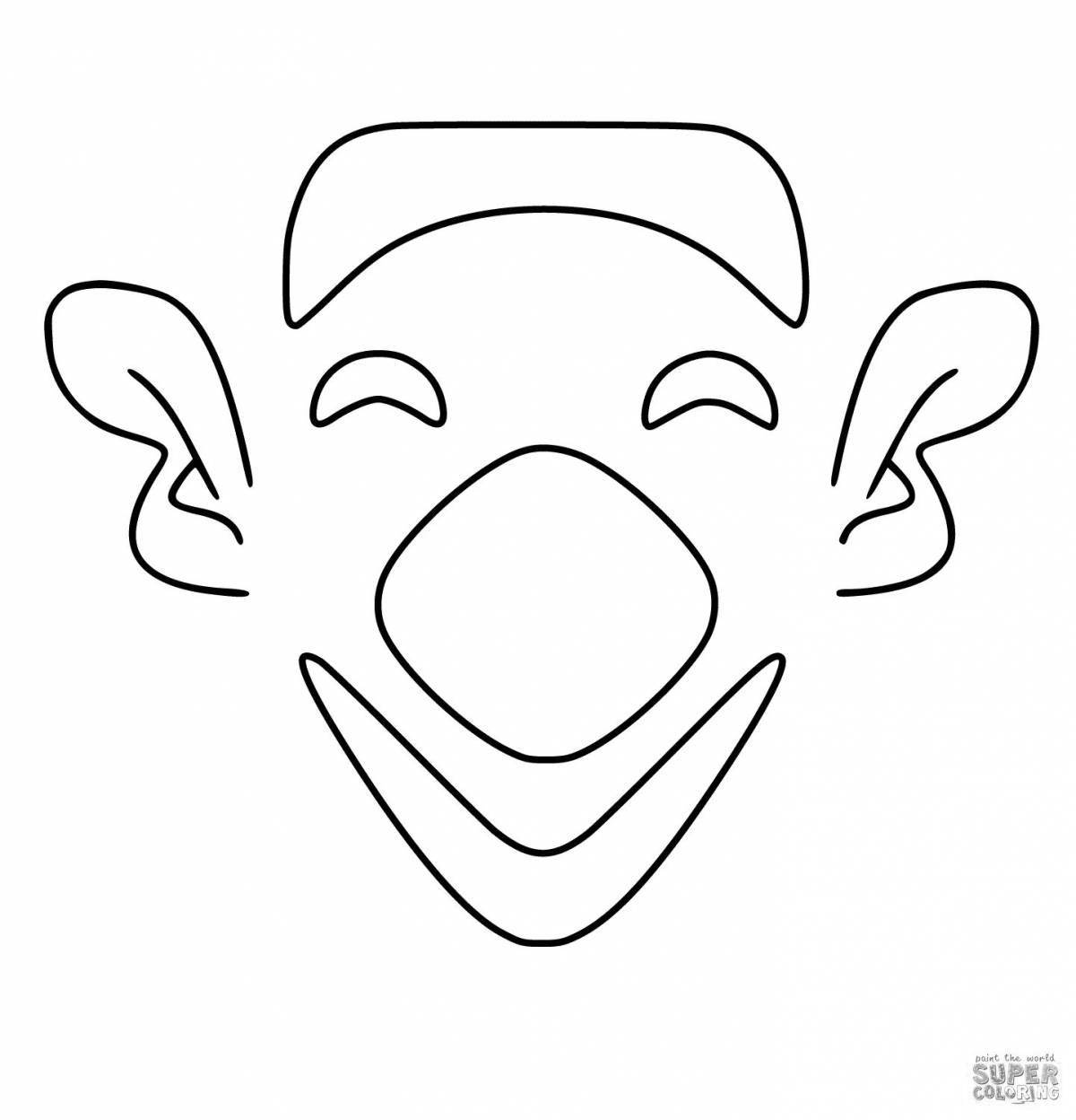Glorious clown mask coloring page