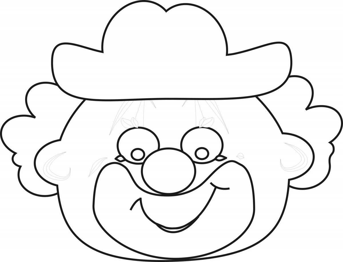 Gorgeous clown mask coloring page