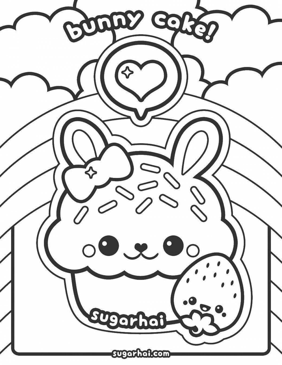 Funny kawaii food coloring page