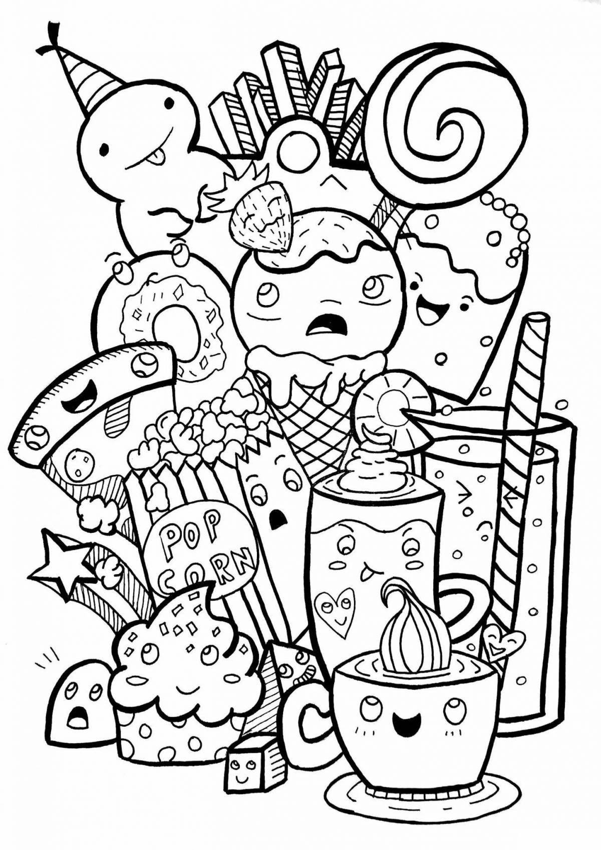 Fantastic kawaii food coloring page