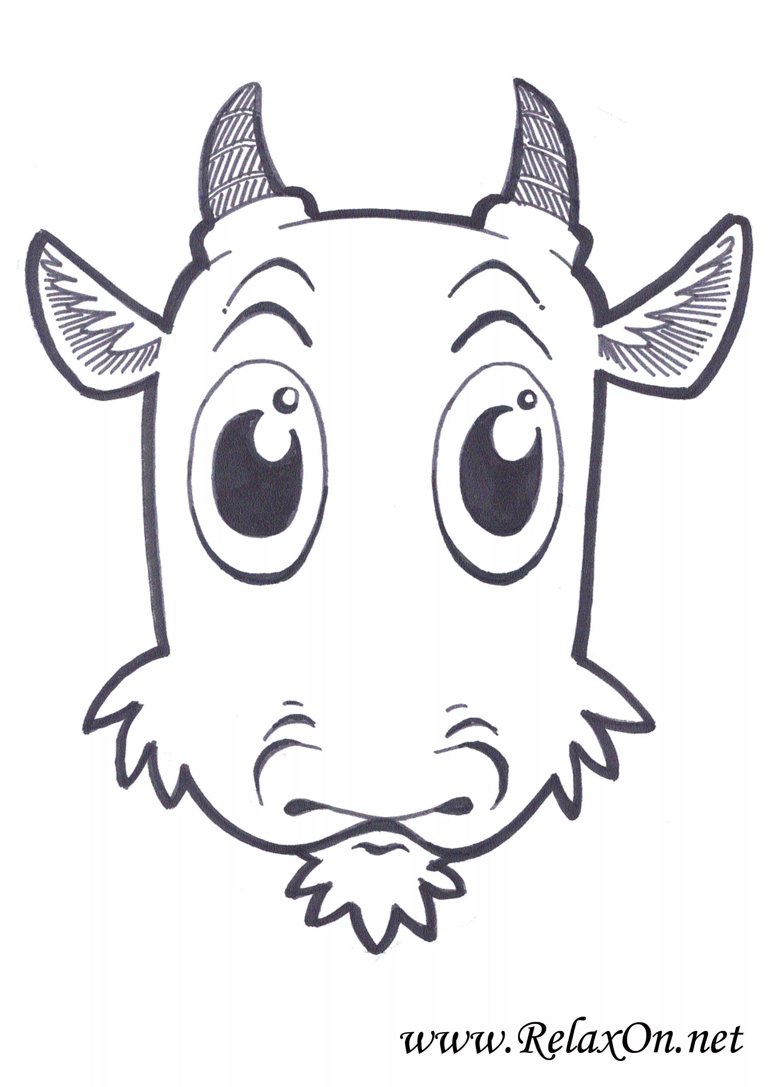 Colourful goat mask coloring page