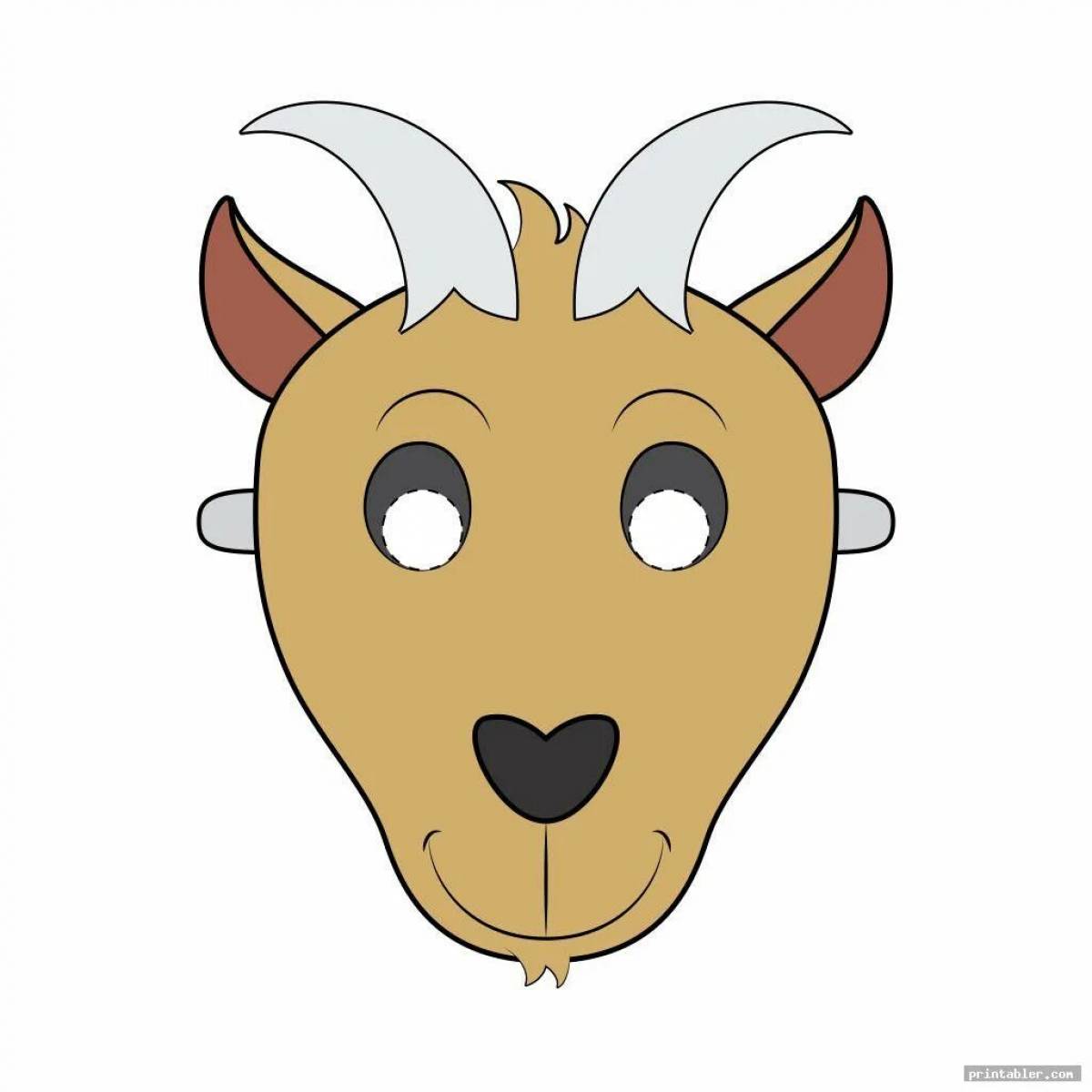 Exciting goat mask coloring page
