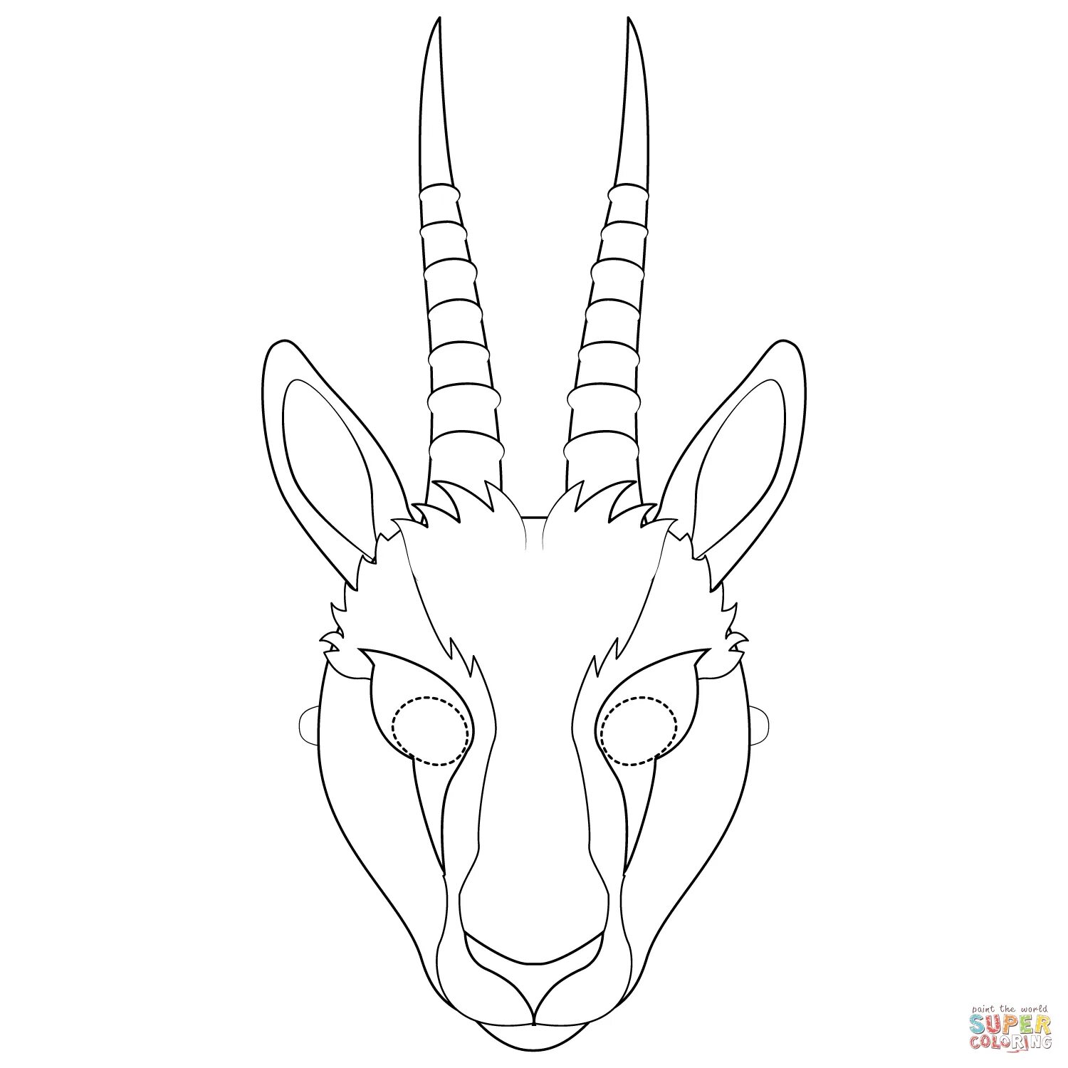 Goat mask with color splatter coloring page
