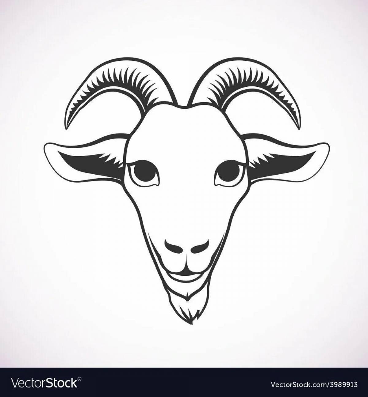 Mad goat mask coloring page