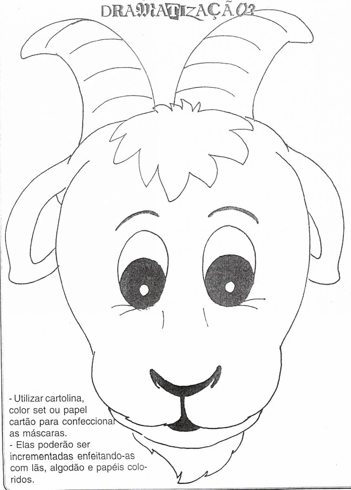 Crazy goat mask coloring pages