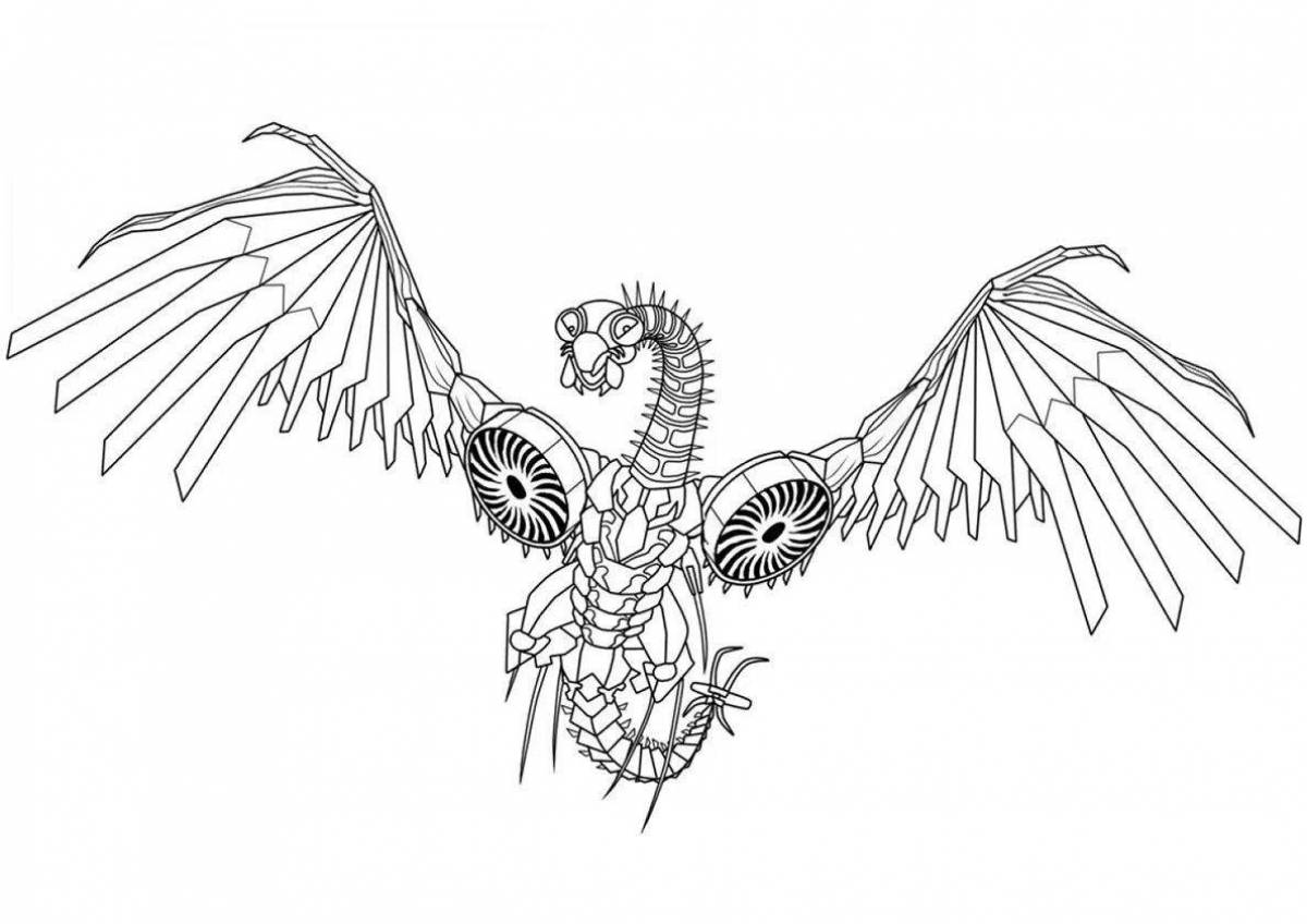 Impressive robot dragon coloring page