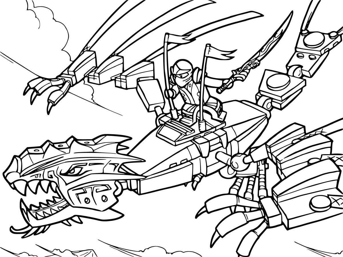 Gorgeous dragon robot coloring page